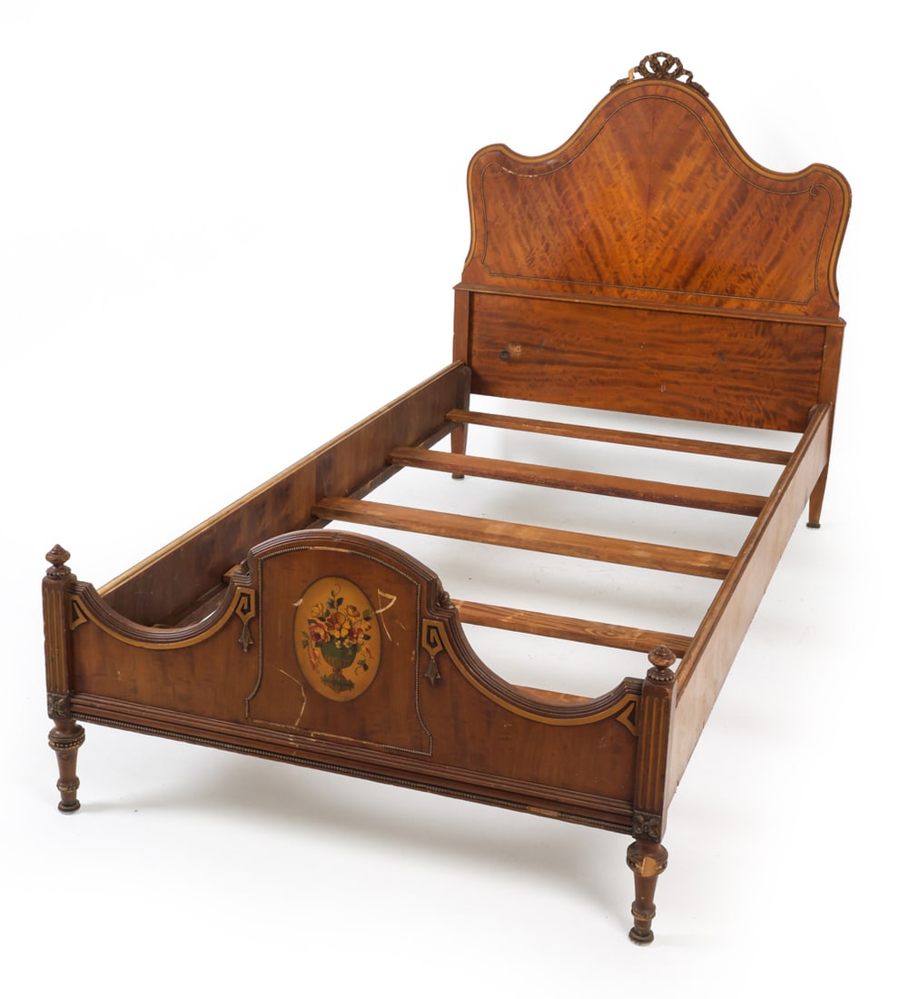 SLIGH FLAME WALNUT TWIN BED FRAME - 2