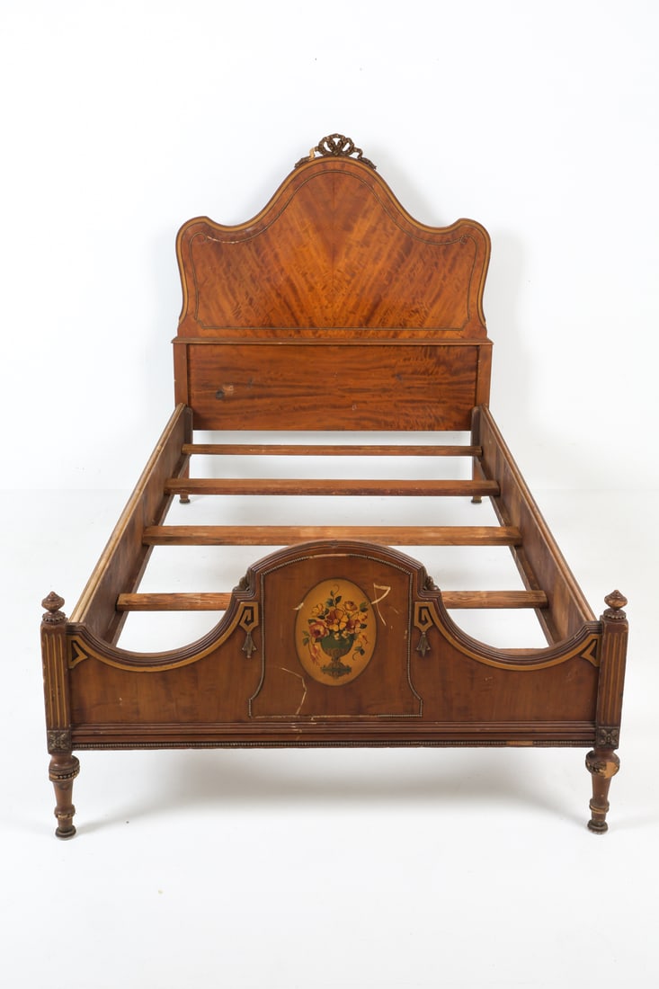 SLIGH FLAME WALNUT TWIN BED FRAME - 4