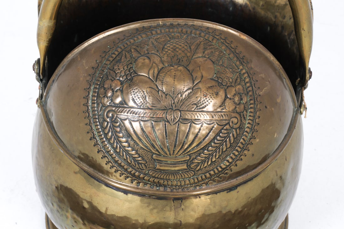 ANTIQUE BRASS COAL SCUTTLE - 6