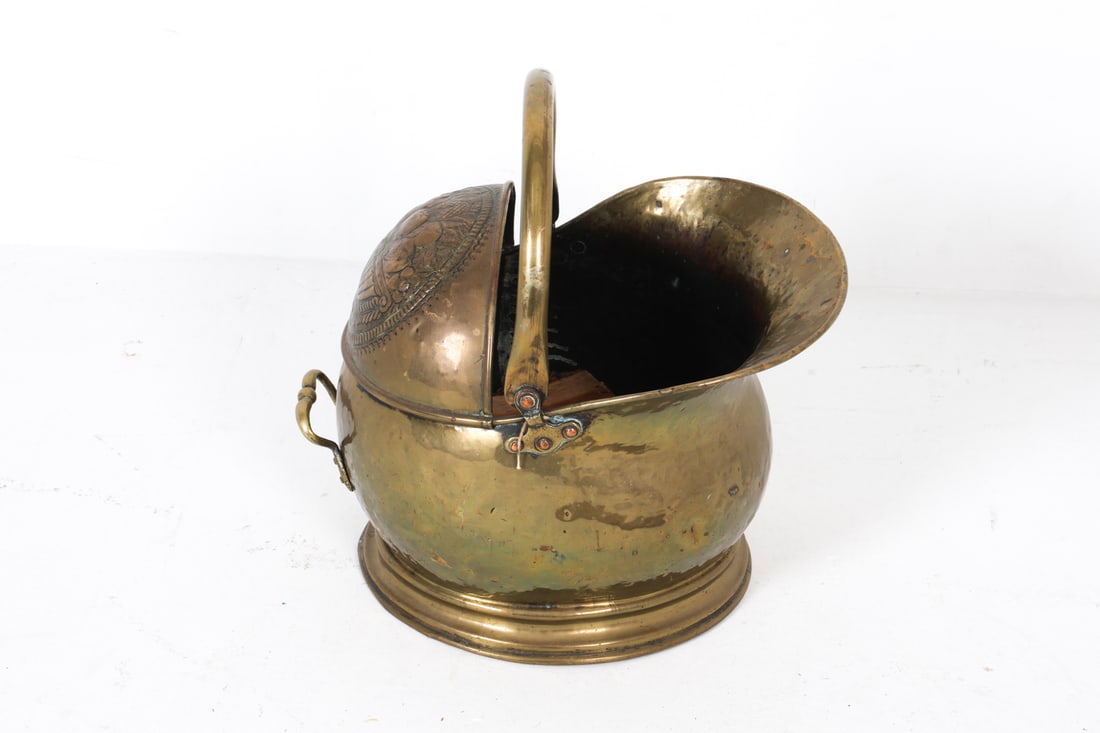 ANTIQUE BRASS COAL SCUTTLE - 8