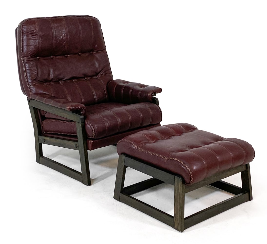 ARNE NORELL STYLE LEATHER LOUNGE CHAIR & OTTOMAN (1 of 17)
