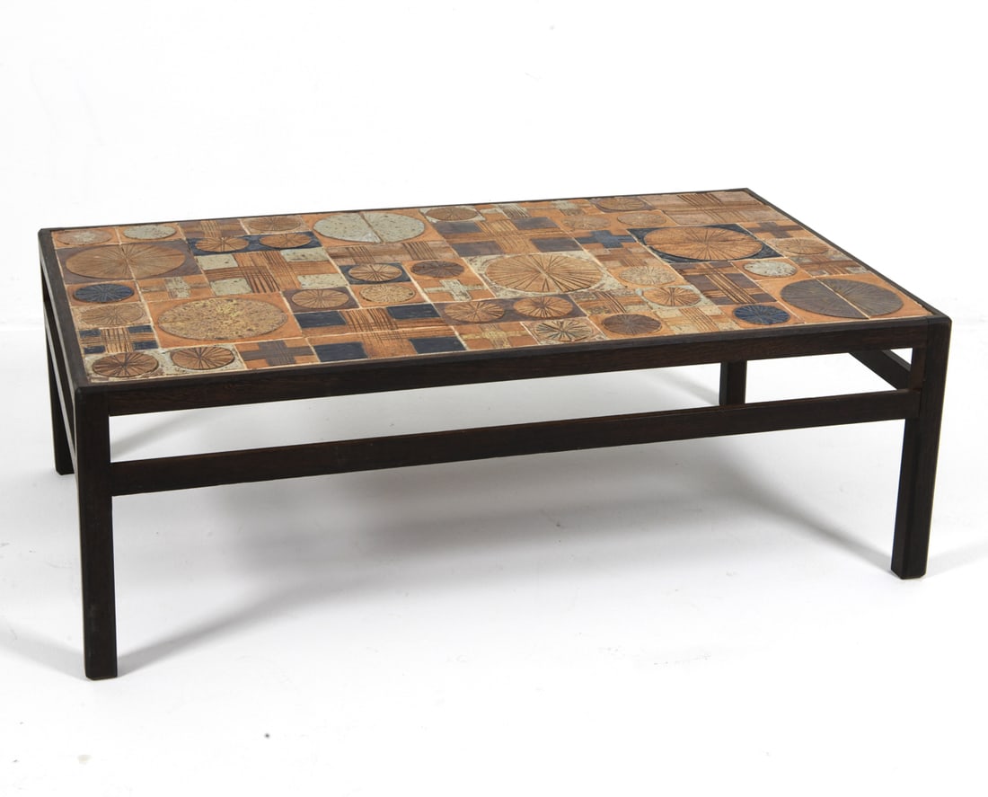 TUE POULSEN DANISH OAK & TILE COFFEE TABLE C.1970S (1 of 14)