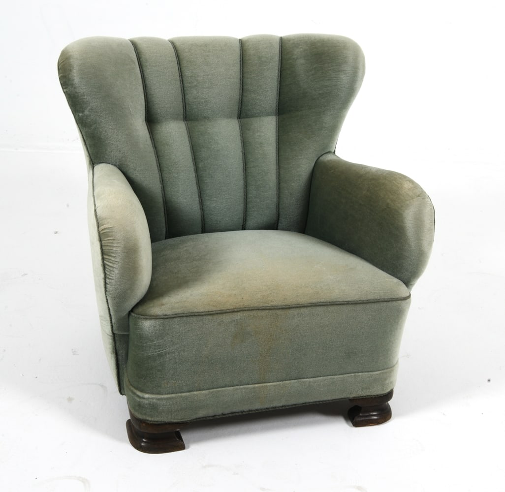 FLEMMING LASSEN STYLE MOHAIR LOUNGE CHAIR C. 1930S (1 of 14)