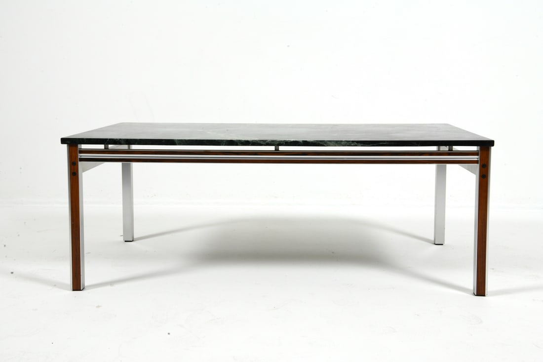 BENDIXEN STYLE DANISH ROSEWOOD MARBLE COFFEE TABLE - 2