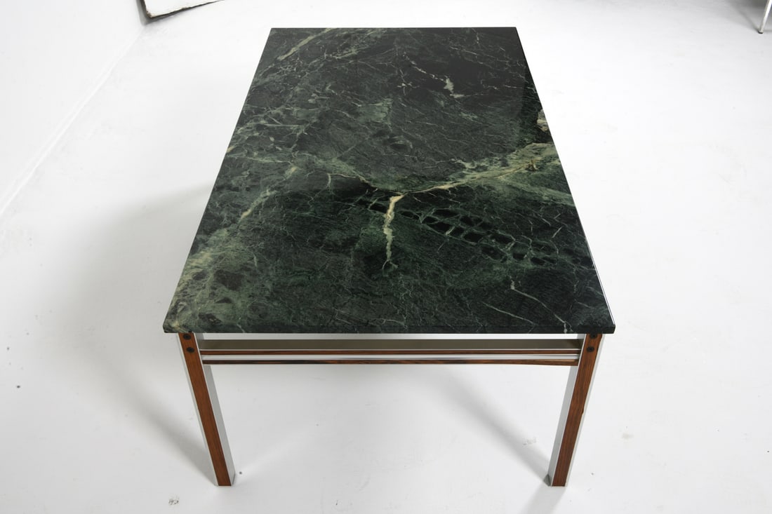 BENDIXEN STYLE DANISH ROSEWOOD MARBLE COFFEE TABLE - 4