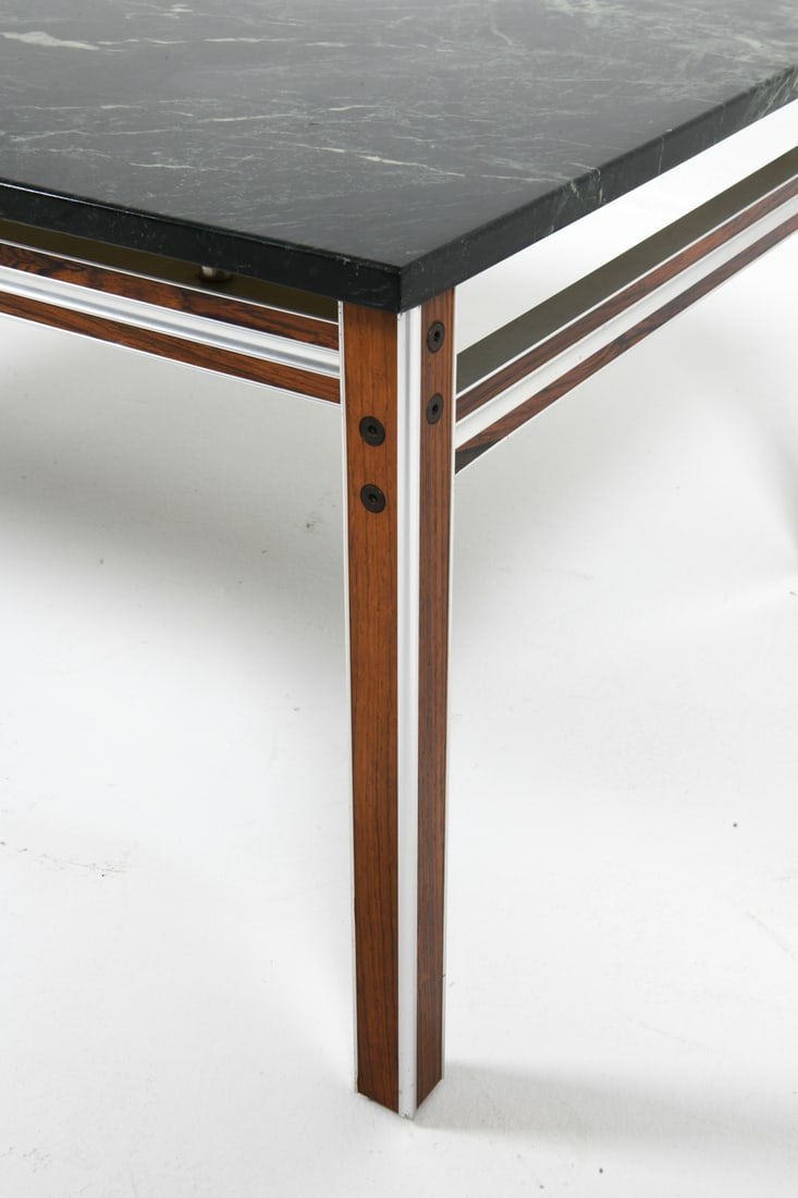 BENDIXEN STYLE DANISH ROSEWOOD MARBLE COFFEE TABLE - 6