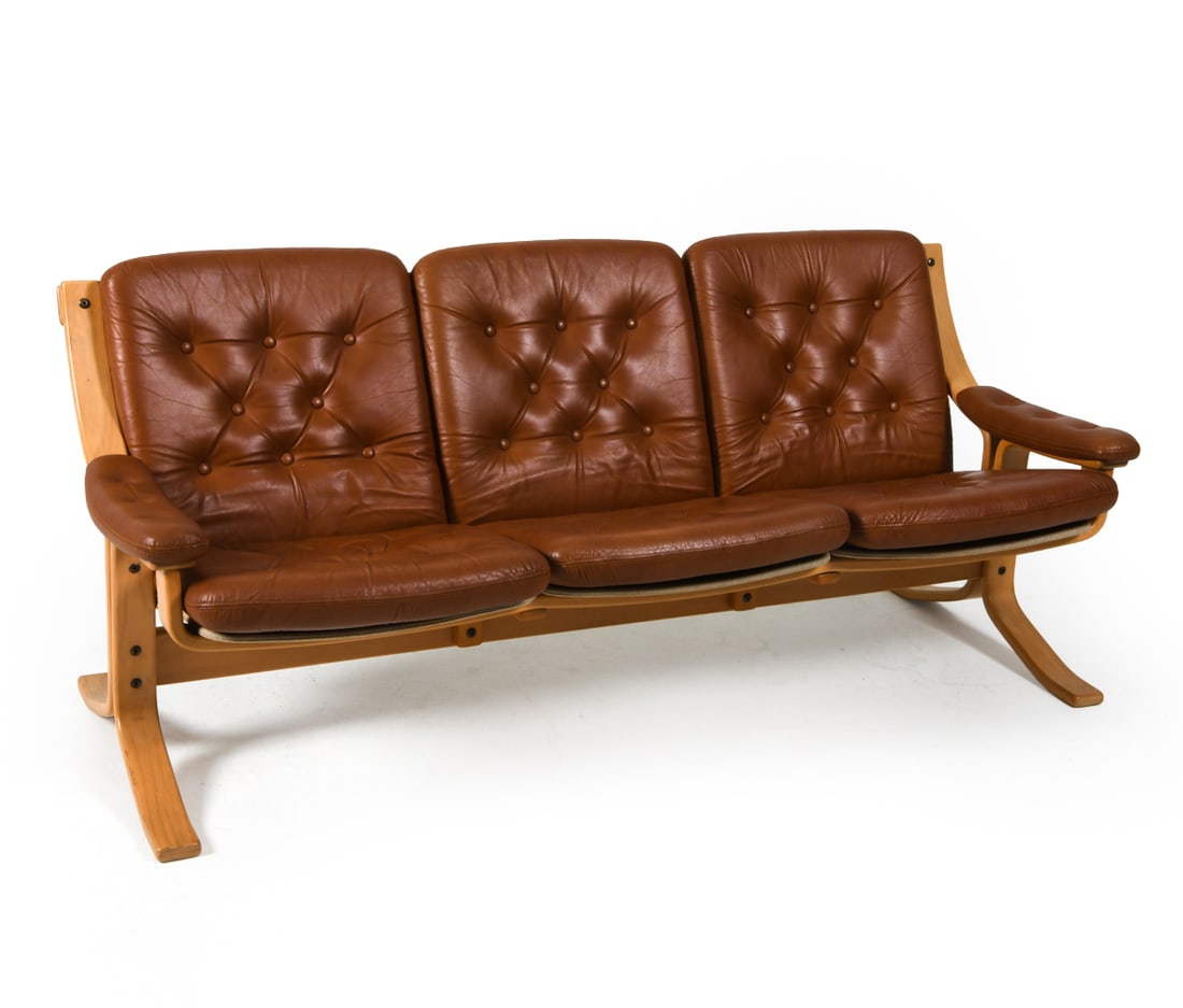 JON HJORTDAL NORWEGIAN LEATHER SOFA C. 1970S (1 of 16)