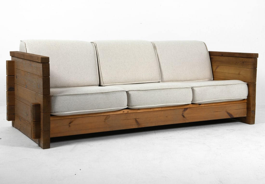 JENS LYNGSOE STYLE BRUTALIST PINE SOFA C. 1970S (1 of 13)