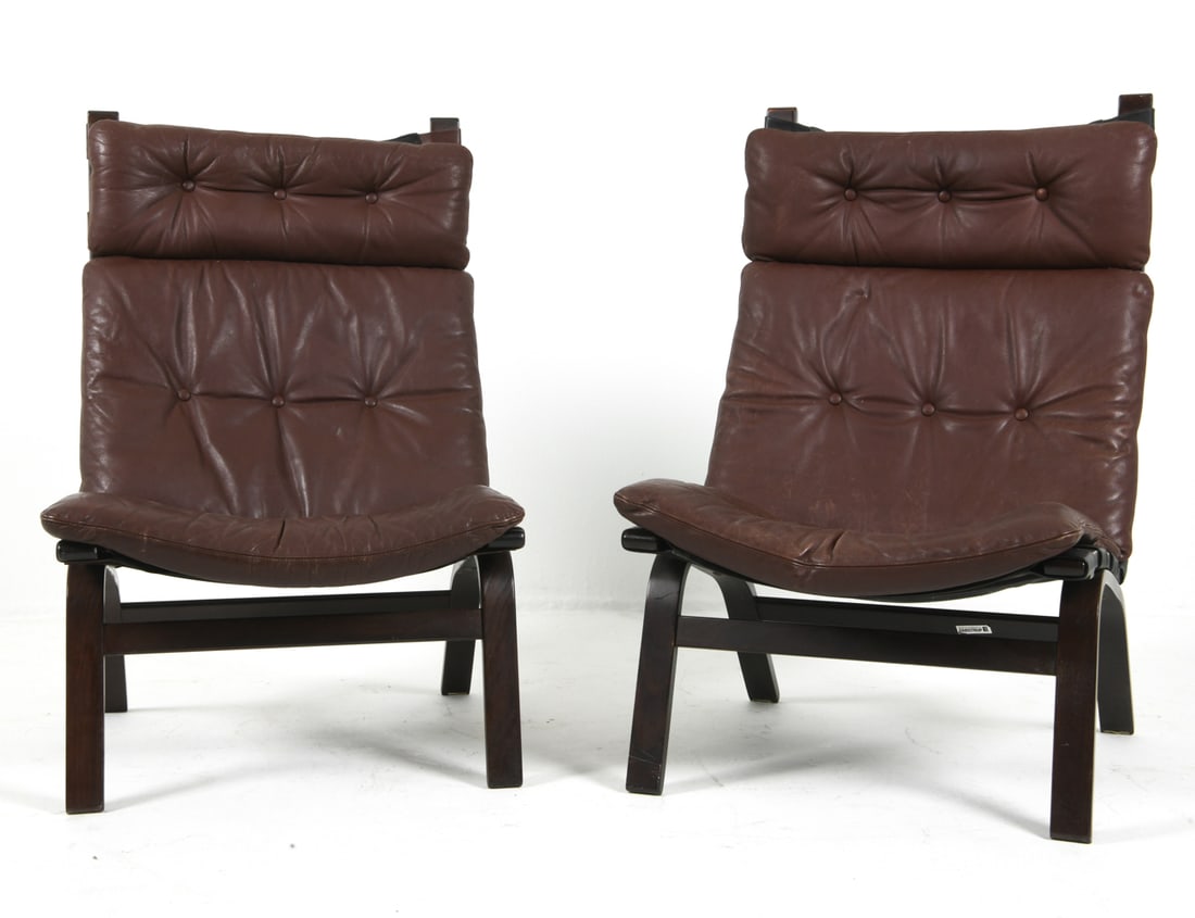 PAIR OF FARSTRUP DANISH BEECH & LEATHER CHAIRS (1 of 12)