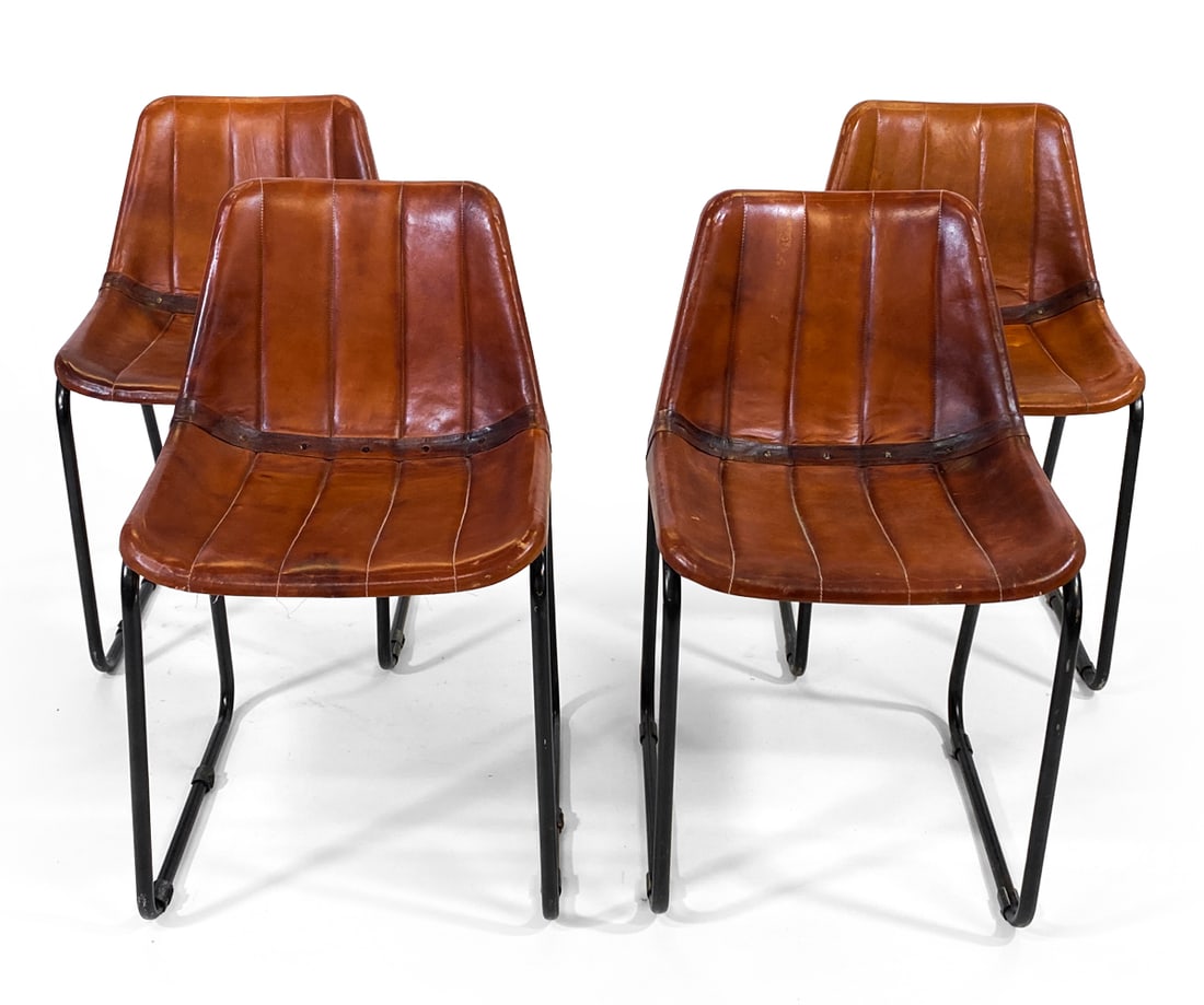 (4) ITALIAN LEATHER & STEEL DINING CHAIRS (1 of 11)