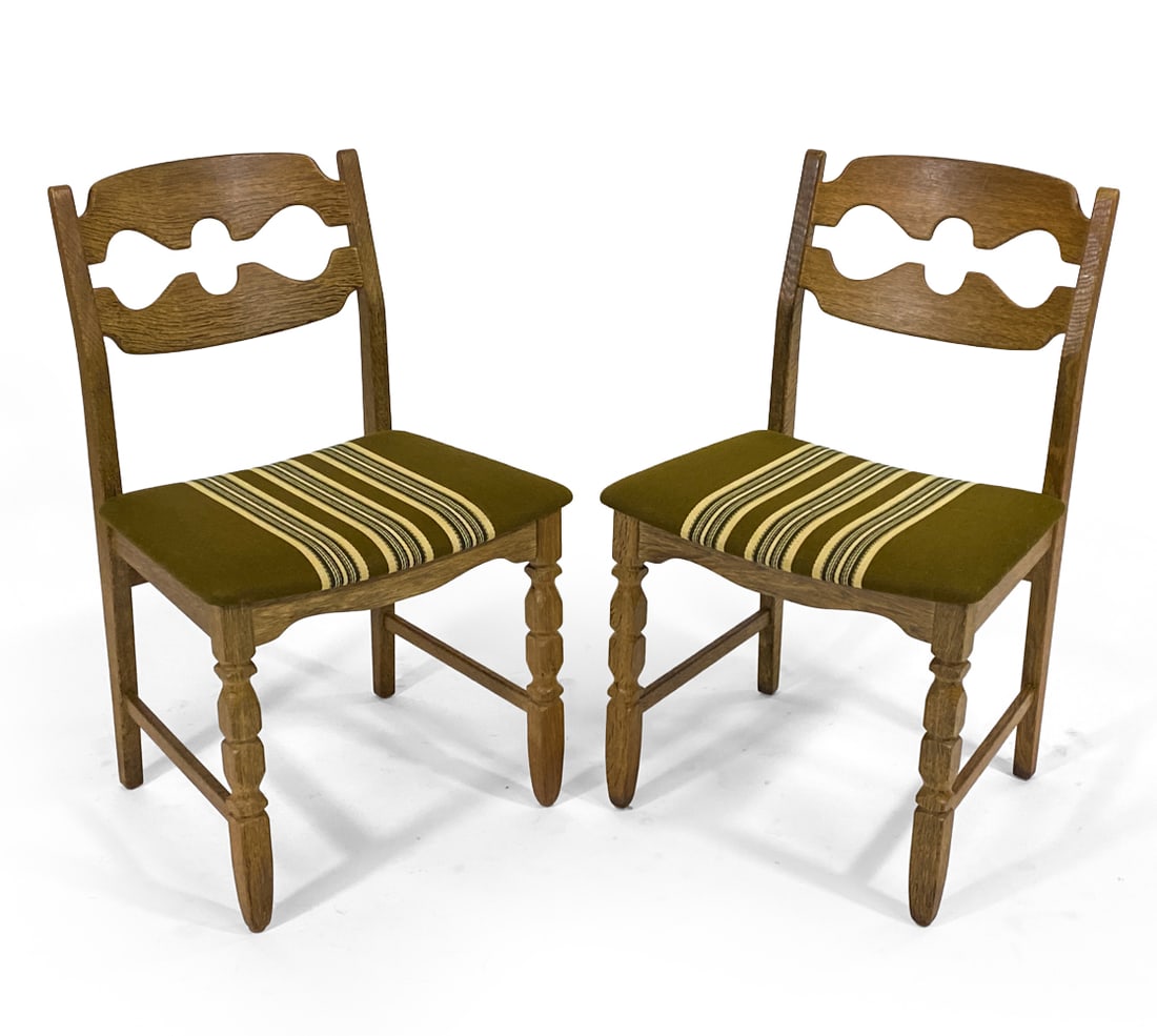 PAIR HENNING KJAERNULF OAK "RAZORBLADE" CHAIRS (1 of 13)