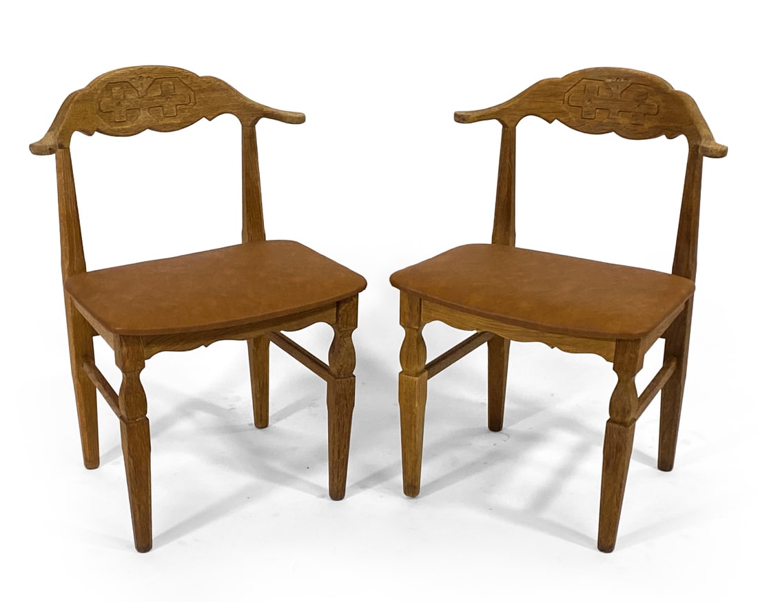 PAIR OF HENNING KJAERNULF DANISH OAK DINING CHAIRS (1 of 8)