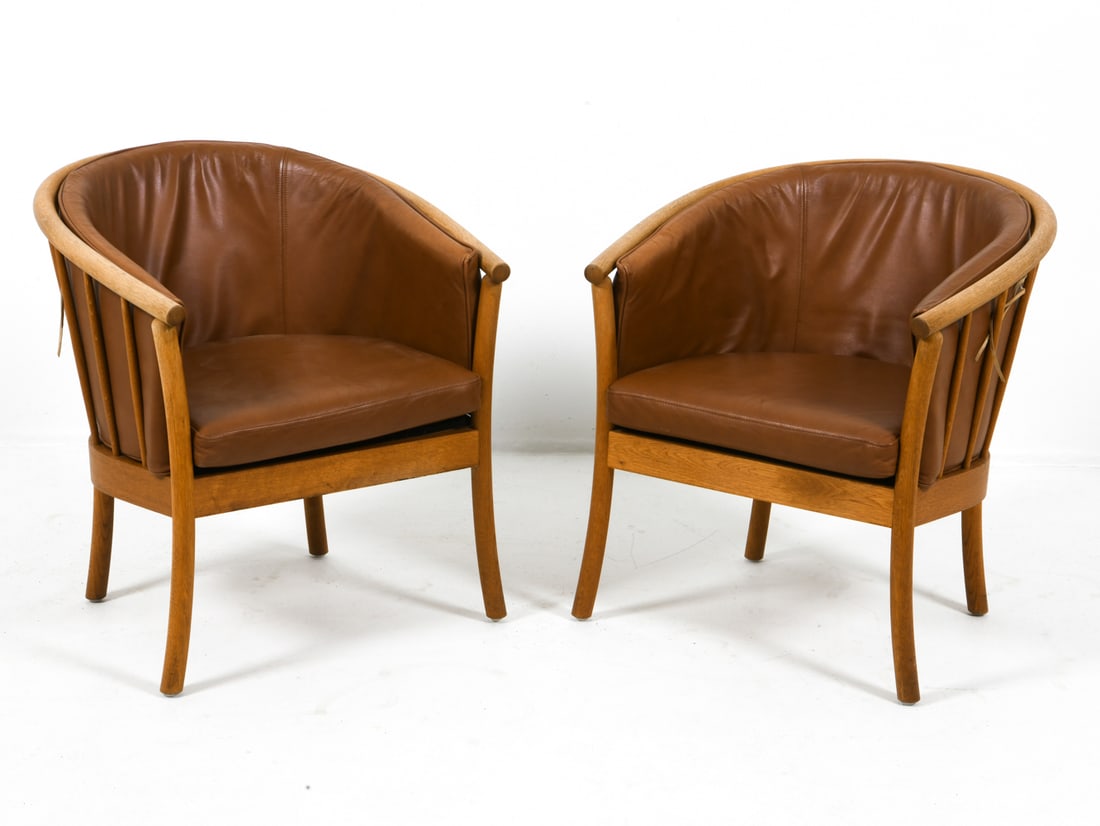 PAIR HURUP MOBLER MADISSON LEATHER LOUNGE CHAIRS (1 of 12)