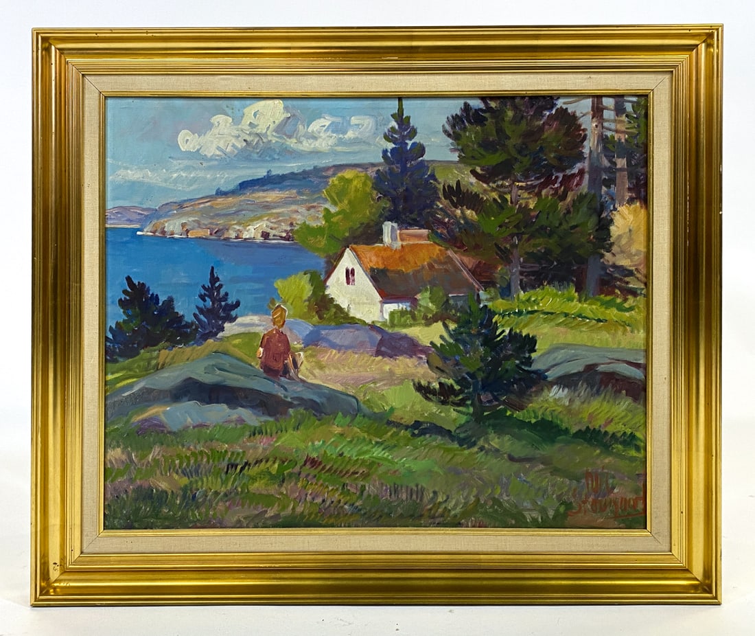 NIS STOUGAARD (20TH C.) DANISH LANDSCAPE O/C (1 of 5)