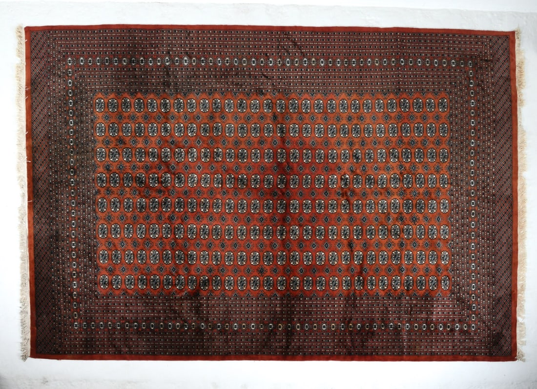 HAND-KNOTTED AFGHAN BOKHARA WOOL RUG (1 of 8)