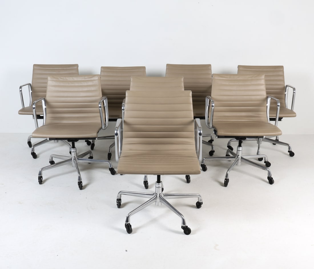 (8) EAMES LEATHER ALUMINUM GROUP ARMCHAIRS (1 of 20)