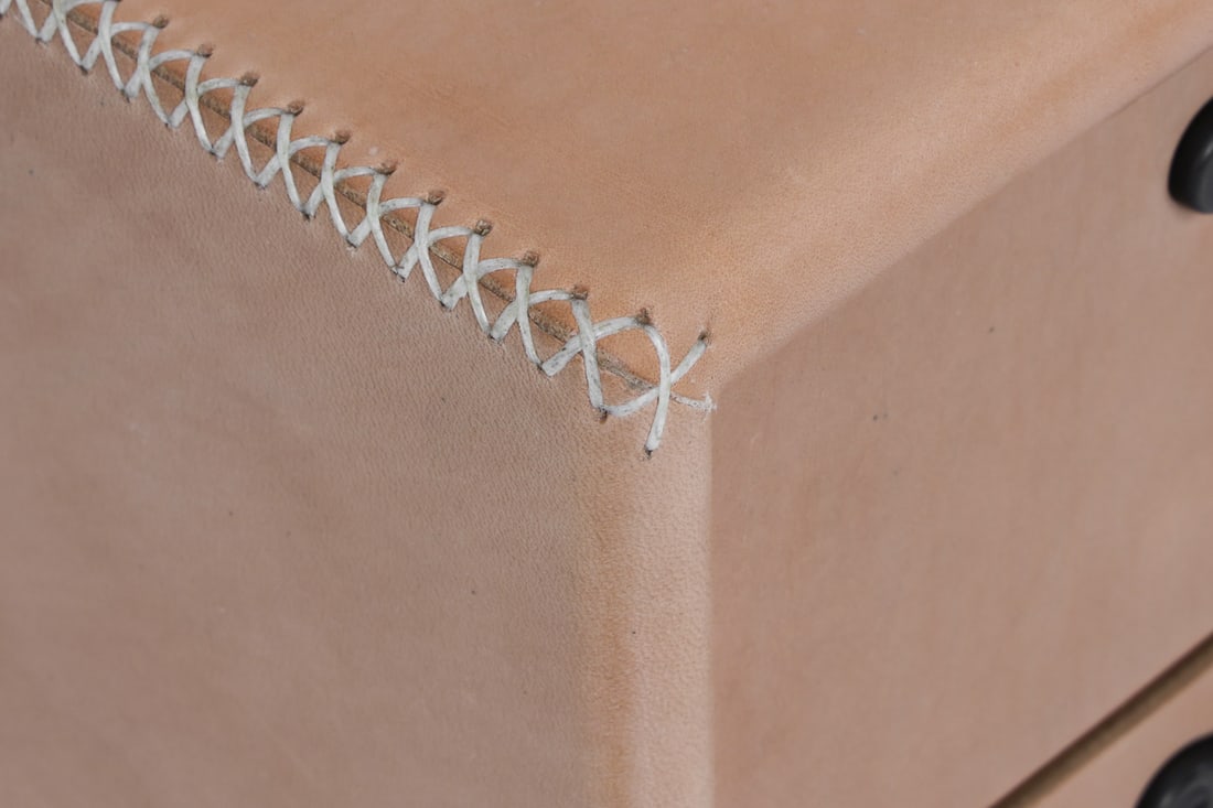 PAIR TYLER HAYS BDDW LEATHER & BRONZE SIDE CHESTS - 8