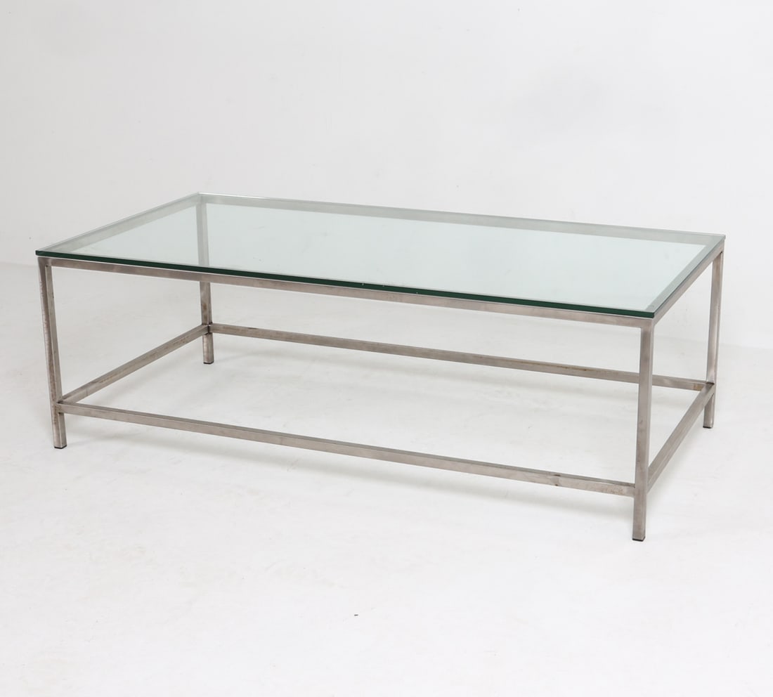 ALUMINUM & GLASS COFFEE TABLE C. 1970S (1 of 19)
