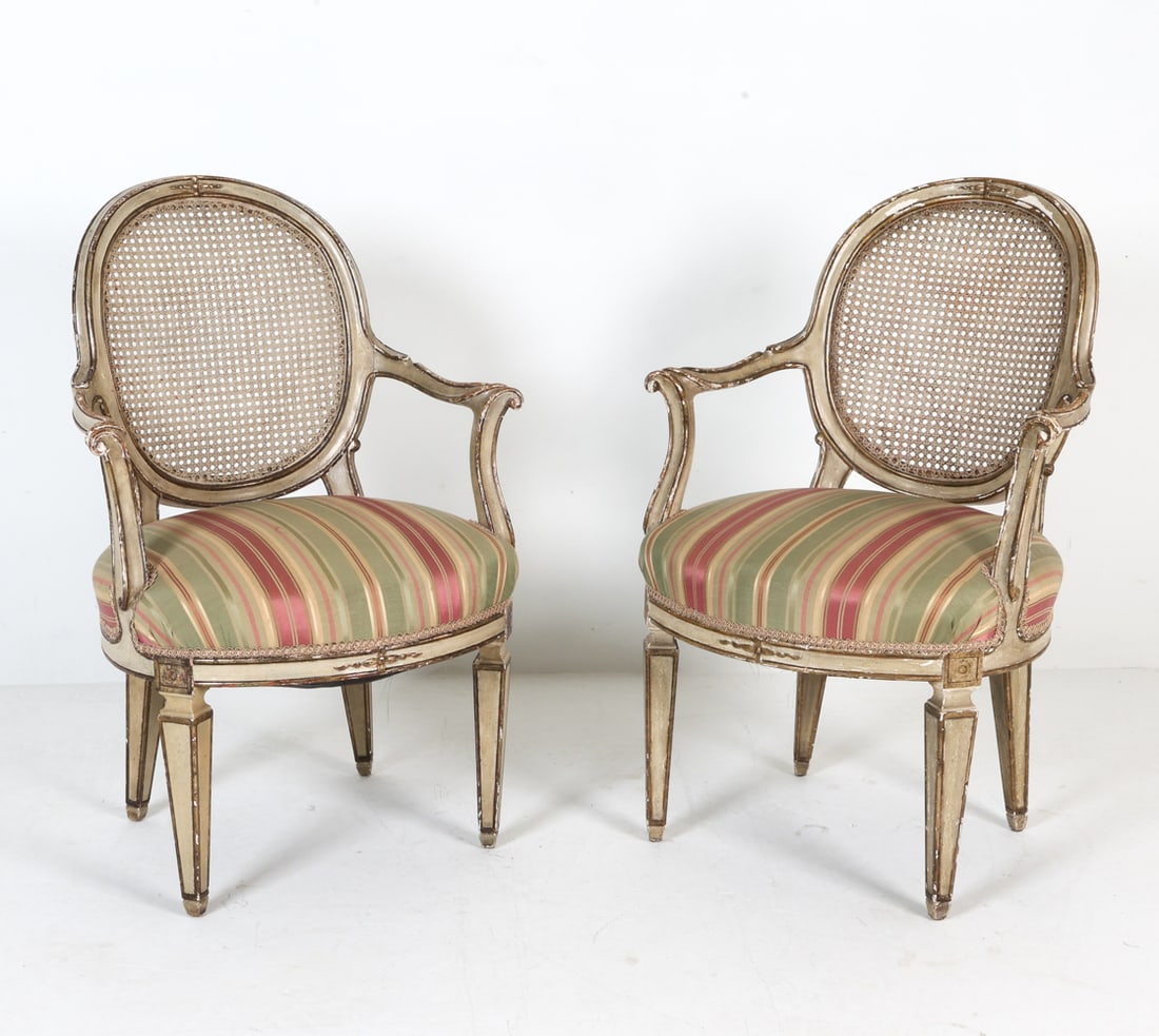 PAIR OF ANTIQUE FRENCH SHIELD-BACK ARMCHAIRS (1 of 20)