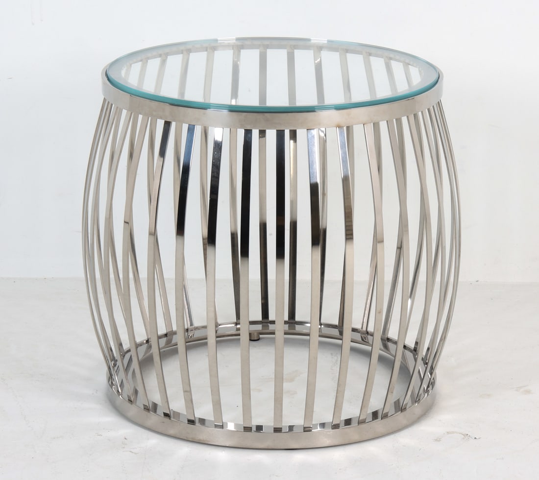 CONTEMPORARY CHROME AND GLASS SIDE TABLE (1 of 14)