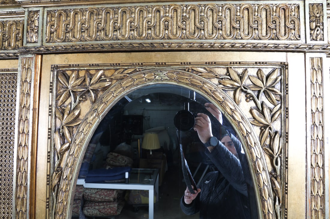 ANTIQUE FRENCH LOUIS XVI STYLE GOLD GILT ARMOIRE - 10