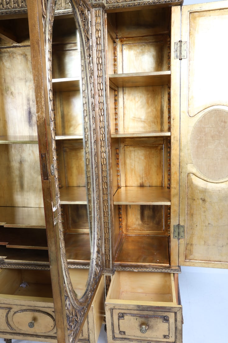 ANTIQUE FRENCH LOUIS XVI STYLE GOLD GILT ARMOIRE - 14