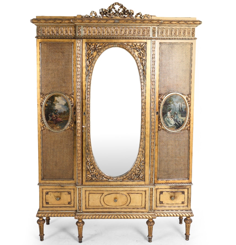 ANTIQUE FRENCH LOUIS XVI STYLE GOLD GILT ARMOIRE (1 of 20)
