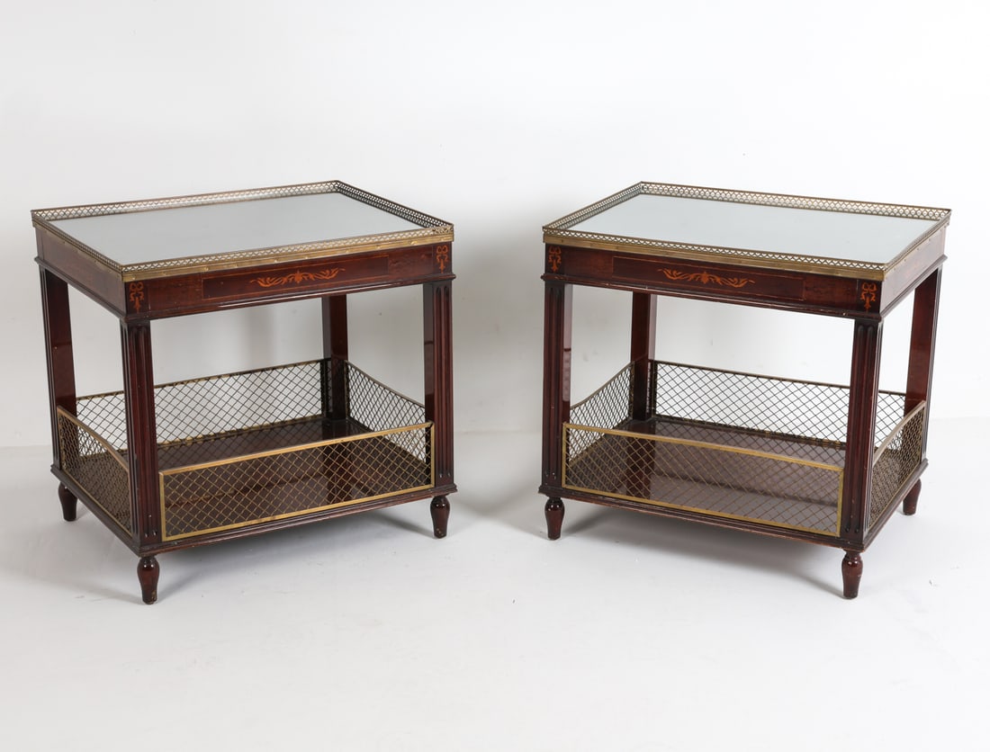 PAIR OF FRENCH EMPIRE STYLE INLAID SIDE TABLES (1 of 19)