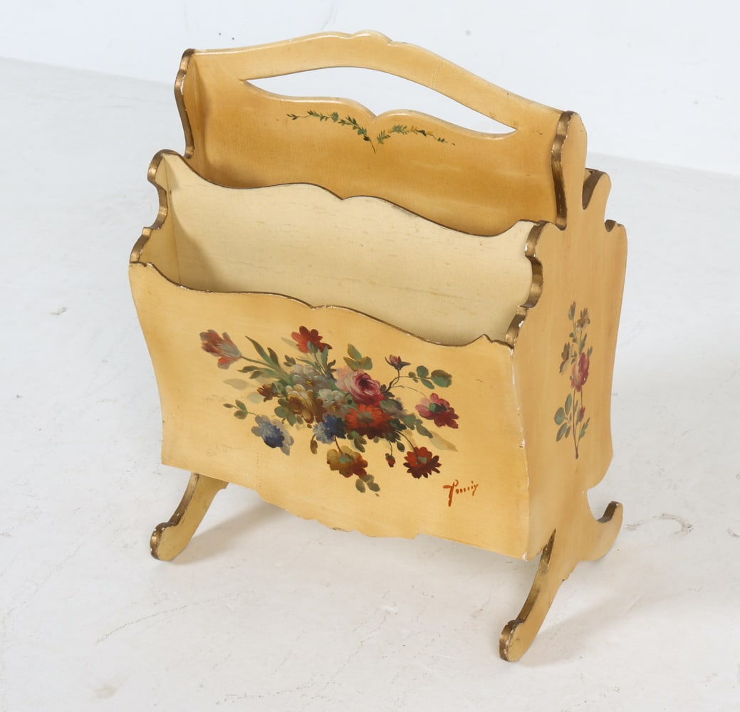 HAND PAINTED VINTAGE ITALIAN MAGAZINE RACK - 2
