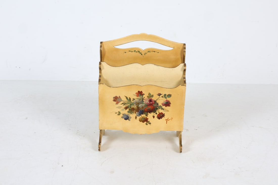 HAND PAINTED VINTAGE ITALIAN MAGAZINE RACK - 3