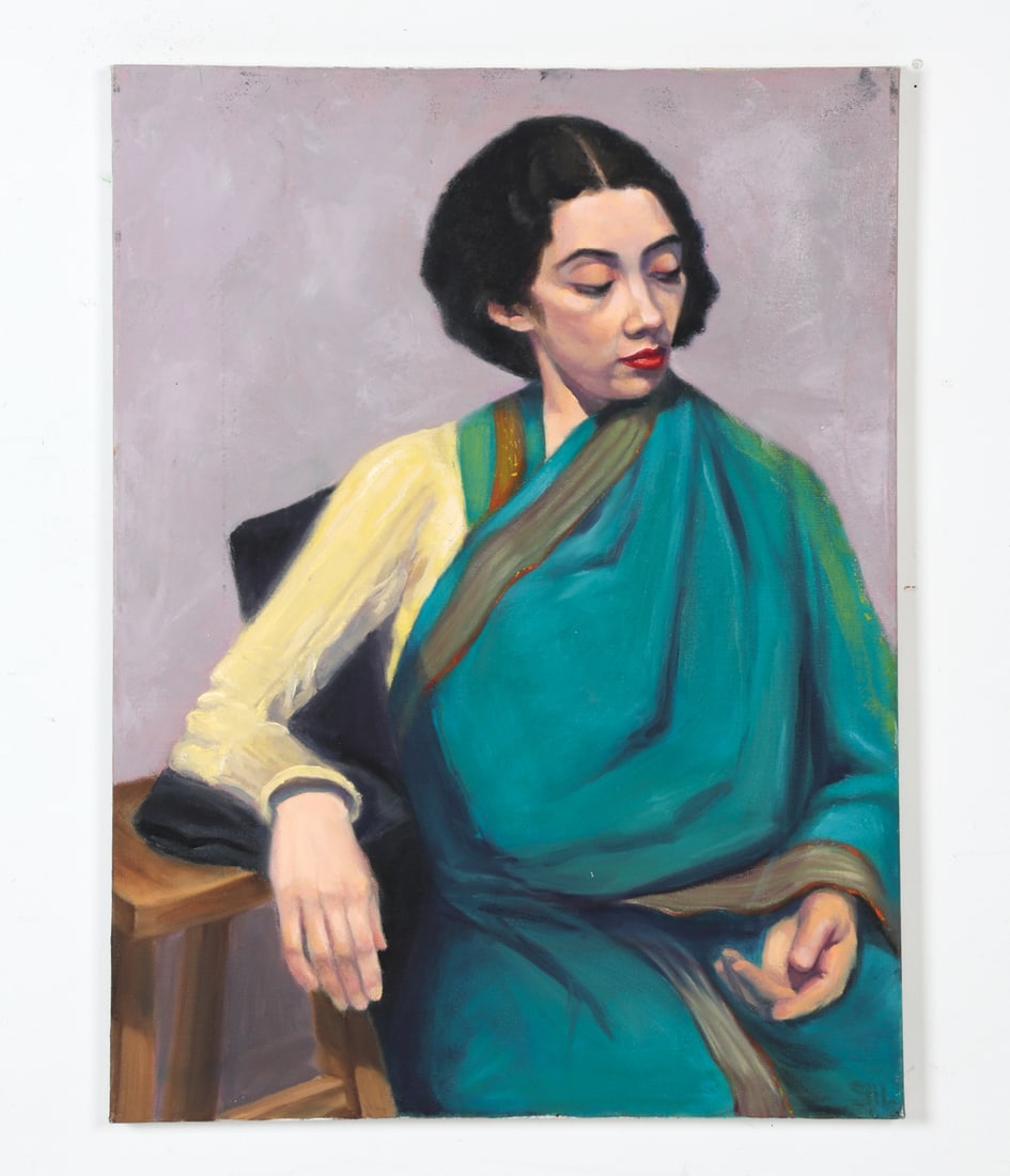 SUSAN LIPTON PORTRAIT OF A WOMAN O/C: Signed to lower right. Oil on canvas. Dimensions: H 24" x W 18". Condition: No issues to note. Unframed.