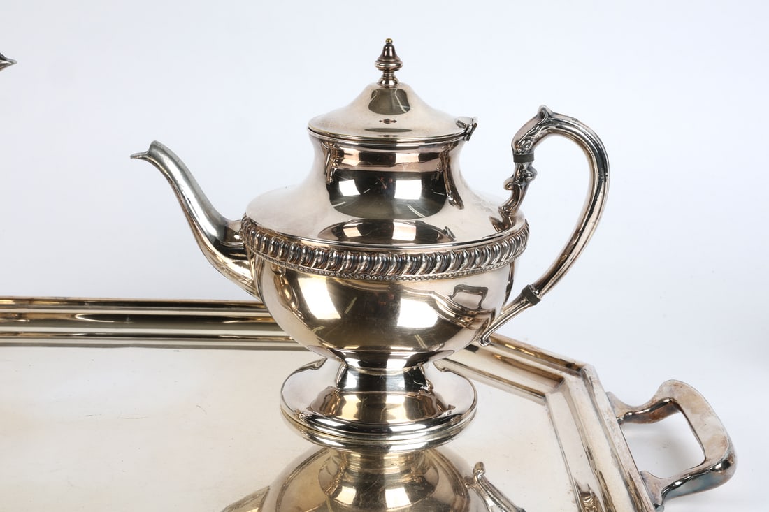 SILVERPLATE TEA SET GROUPING - 5