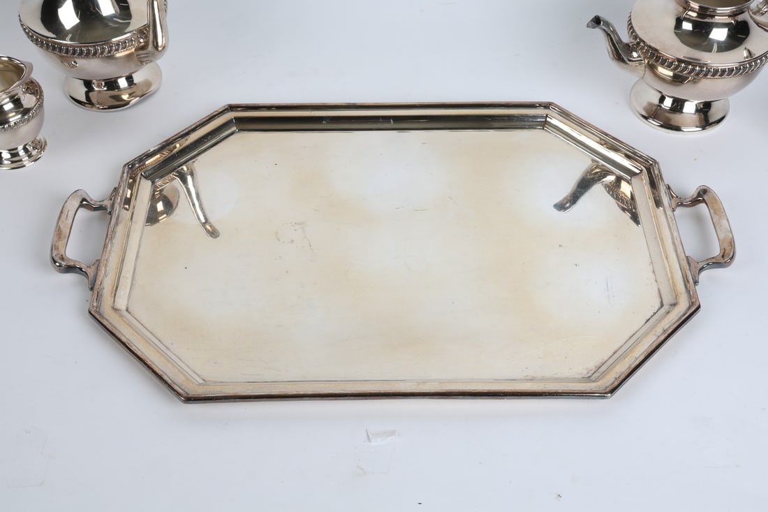 SILVERPLATE TEA SET GROUPING - 7