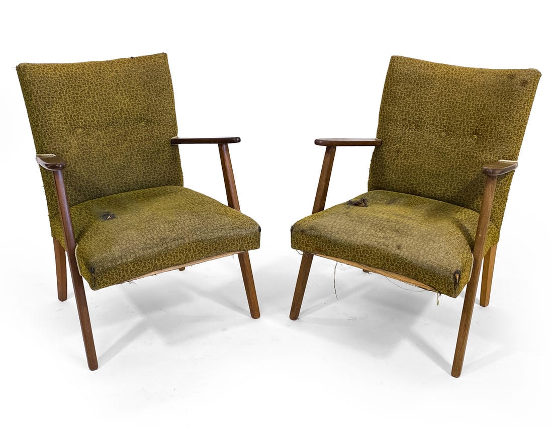PAIR WEGNER STYLE DANISH TEAK LOUNGE CHAIRS 1960S (1 of 14)