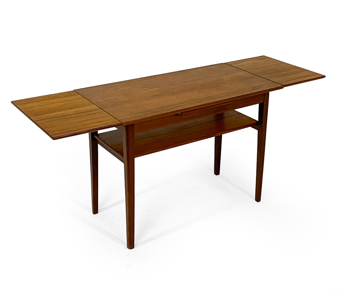 DANISH TEAK EXPANDING CONSOLE TABLE C. 1960S (1 of 15)