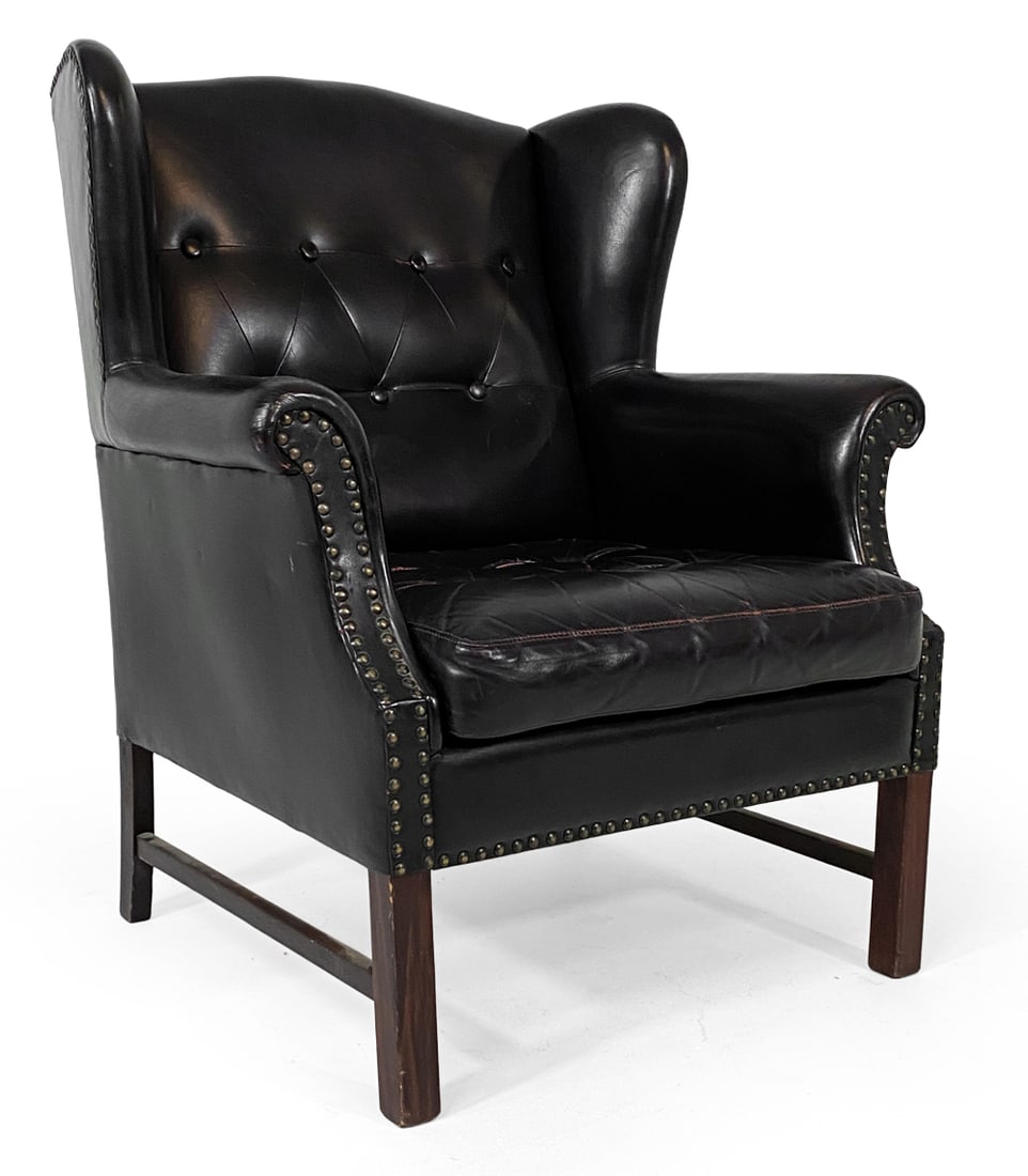 SCANDINAVIAN LEATHER WINGBACK LOUNGE CHAIR 1960S (1 of 12)