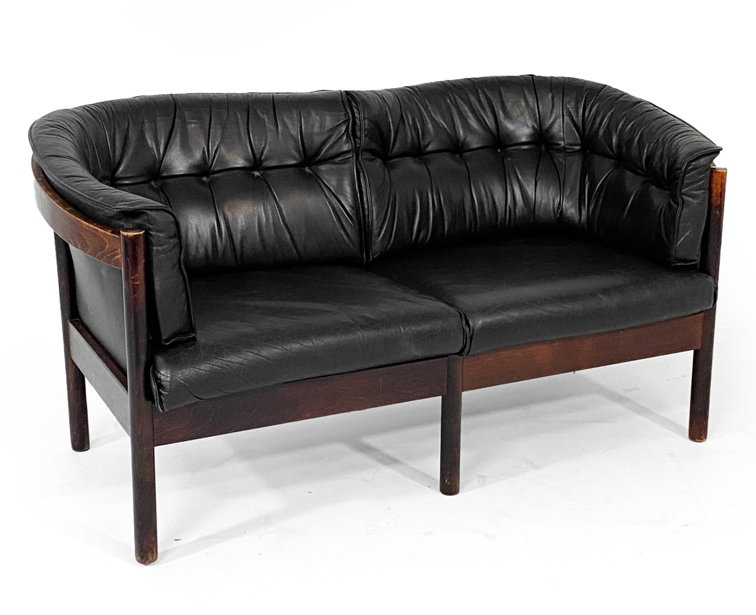 NIELAUS DANISH BEECH & LEATHER SOFA C. 1960S (1 of 10)