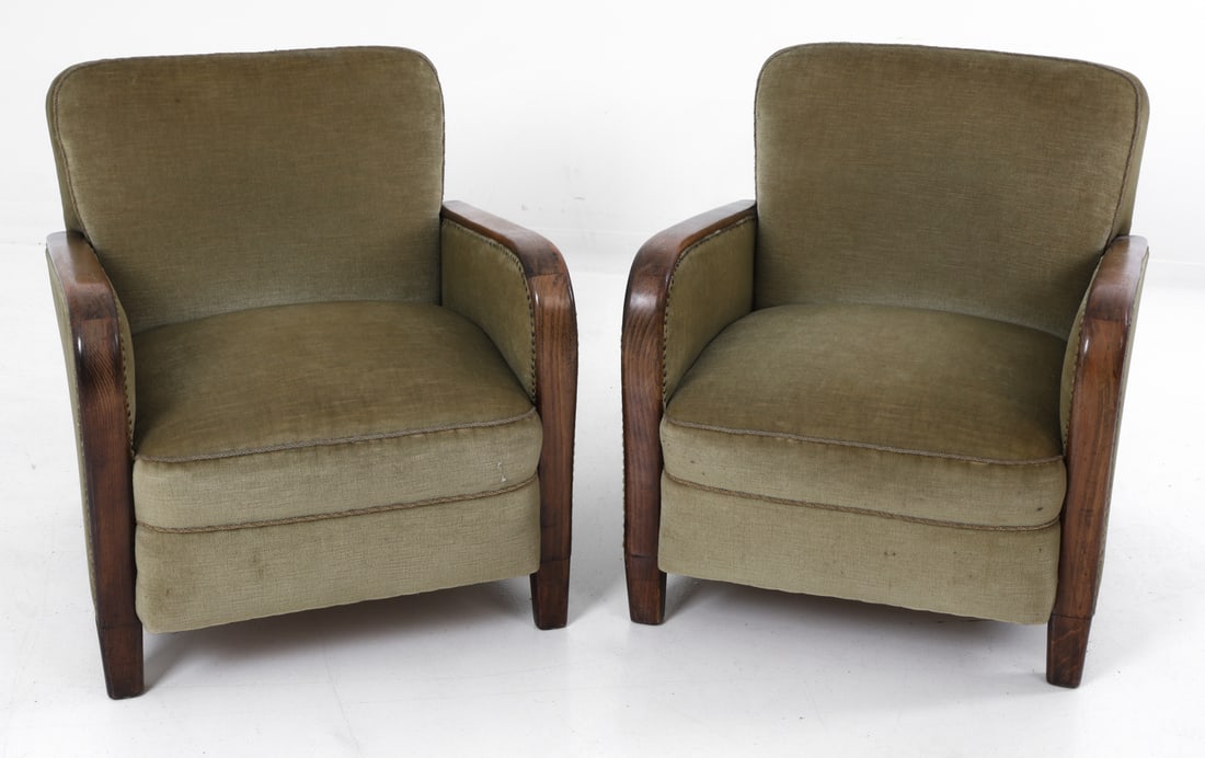 PAIR OF DUTCH ART DECO LOUNGE CHAIRS C. 1930S - 2