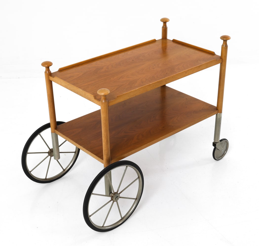 WALTER WIRZ FOR WILHELM RENZ WALNUT BAR CART 1960S (1 of 1)