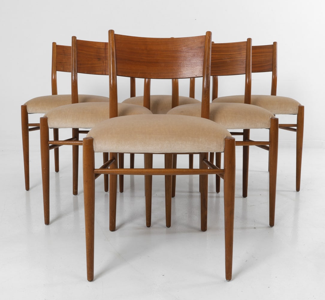 (6) ATTR. LUBKE GERMAN WALNUT DINING CHAIRS 1960S (1 of 17)
