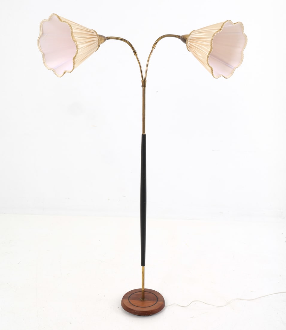 ART DECO STYLE SWEDISH BRASS 2 LIGHT FLOOR LAMP (1 of 11)