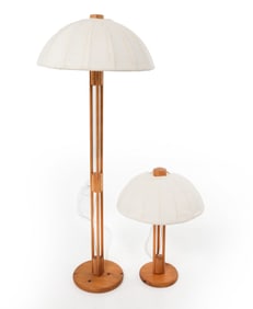 (2) SWEDISH PINE FLOOR & TABLE LAMPS C. 1970S