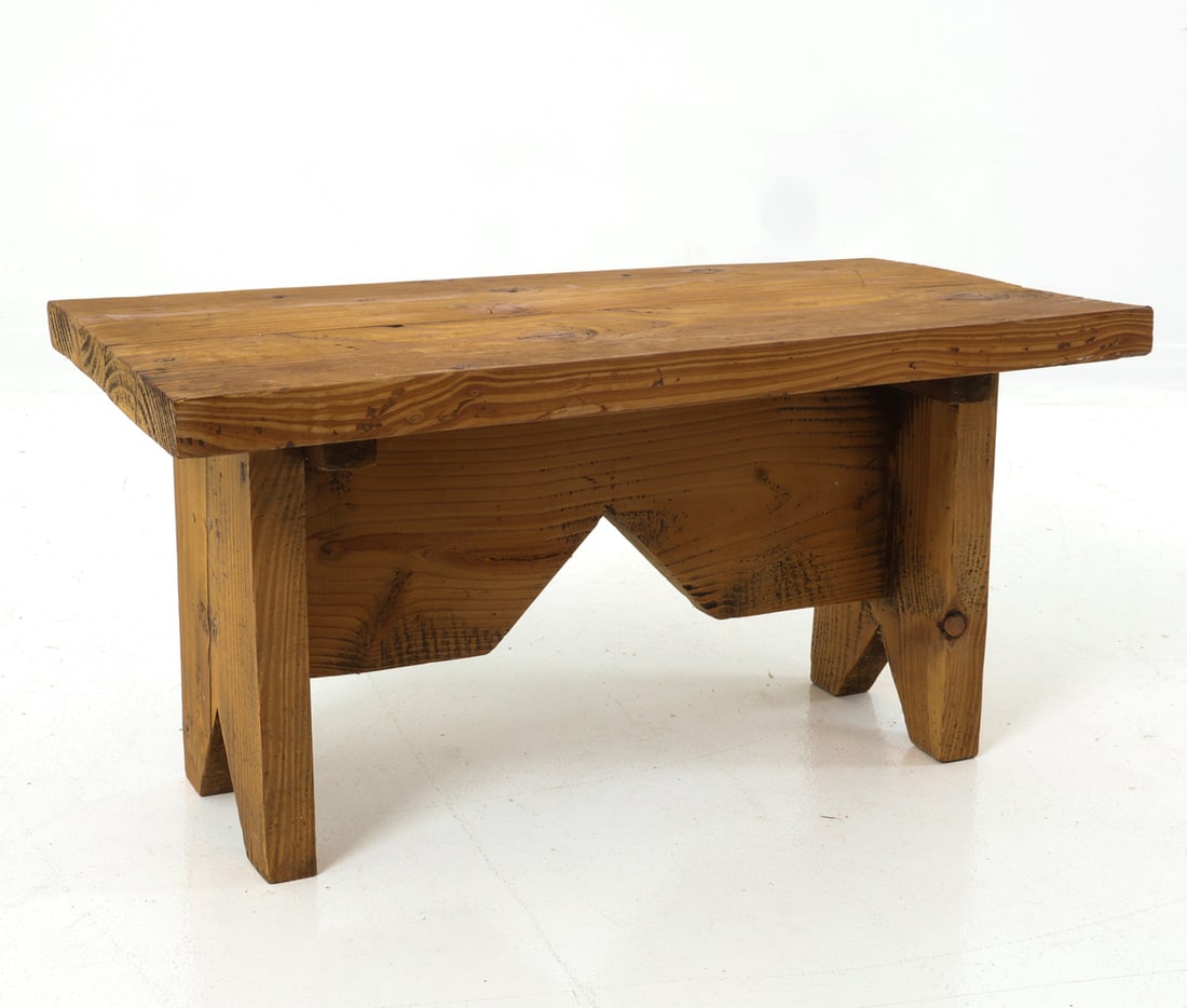 DUTCH BRUTALIST PINE BENCH C. 1970S (1 of 1)