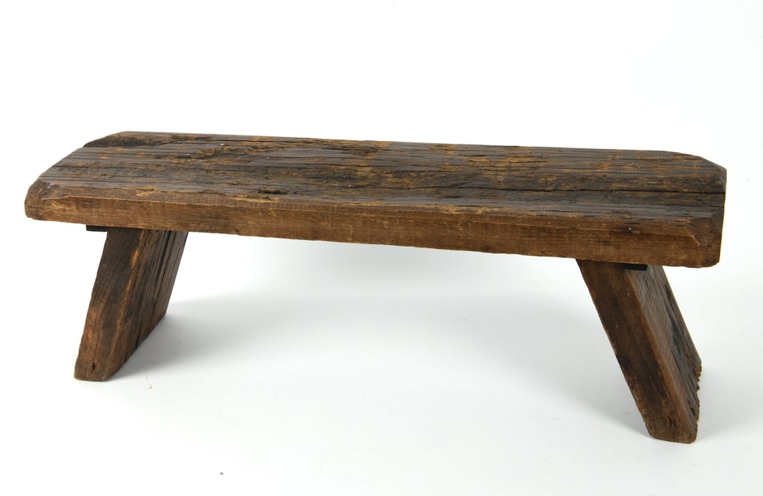 ANTIQUE DUTCH BRUTALIST OAK BENCH CIRCA 1900S (1 of 1)
