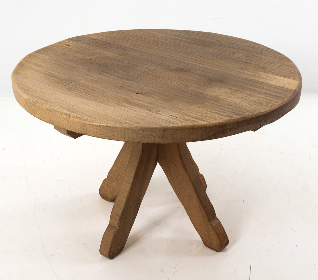 DE PUYDT BRUTALIST OAK DINING TABLE C. 1970S (1 of 1)