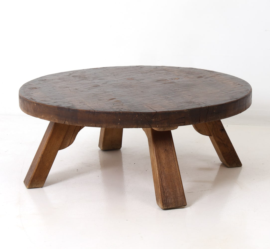 DUTCH BRUTALIST OAK COFFEE TABLE C. 1970S (1 of 1)