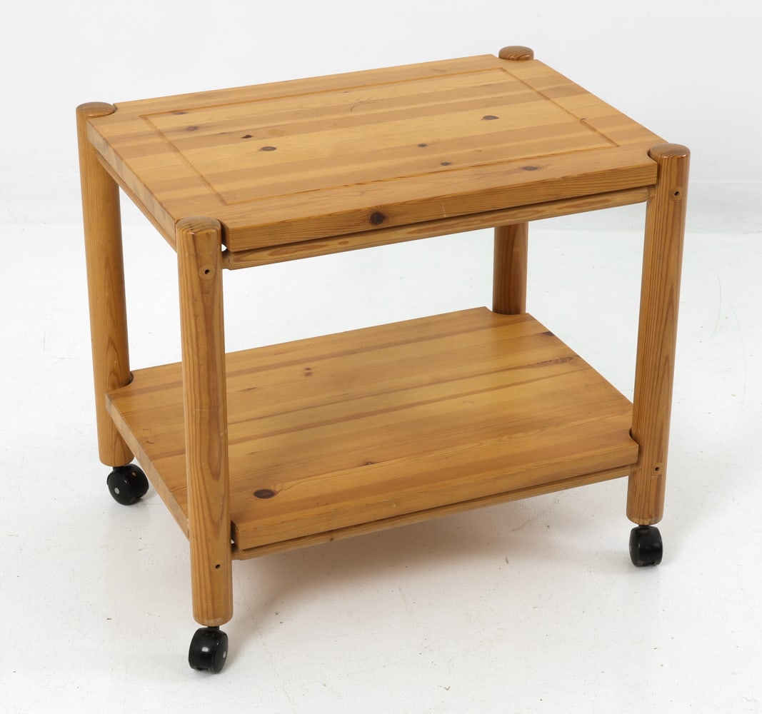 ATTR. RAINER DAUMILLER DANISH PINE BAR CART 1970S (1 of 1)