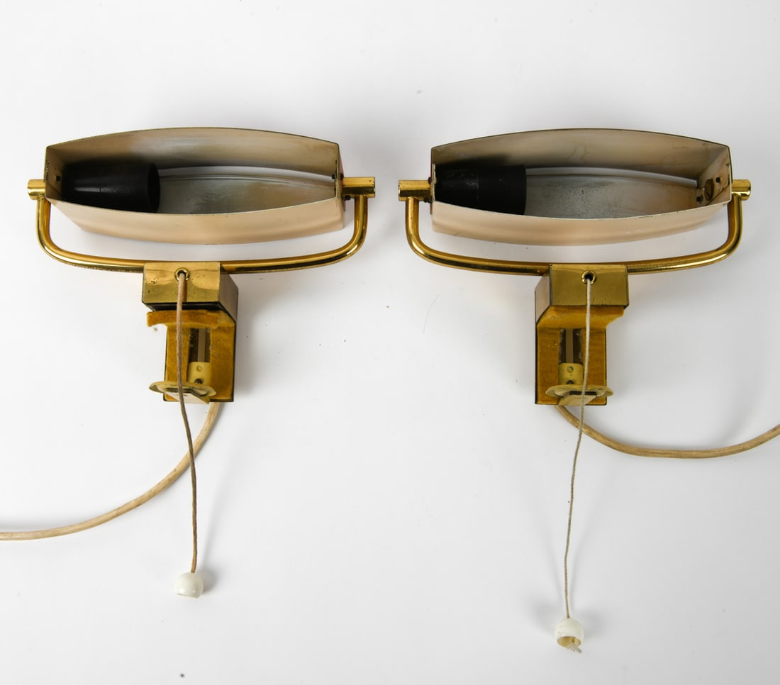 PAIR JACQUES BINY FOR LITA BRASS CLAMP SCONCES (1 of 1)