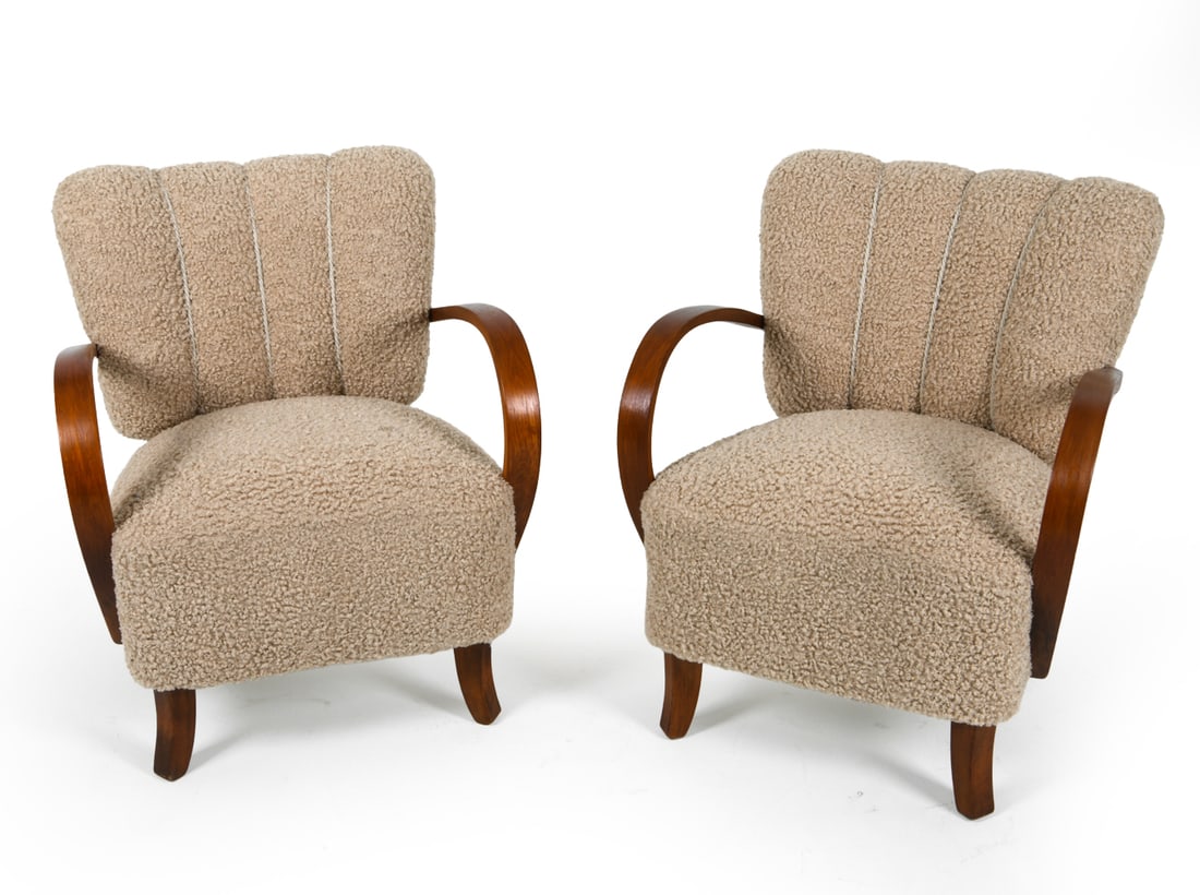 PAIR JINDRICH HALABALA H-237 LOUNGE CHAIRS 1950S (1 of 16)