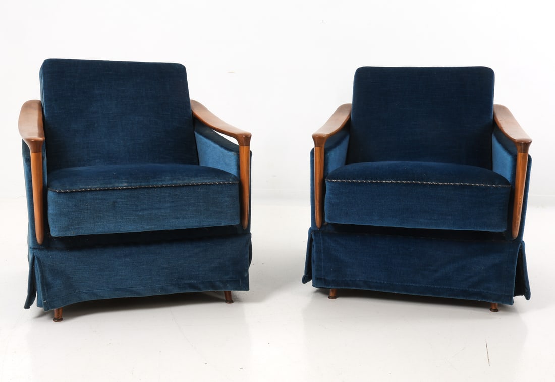 PAIR OF DUTCH VELVET LOUNGE CHAIRS 1960S (1 of 11)